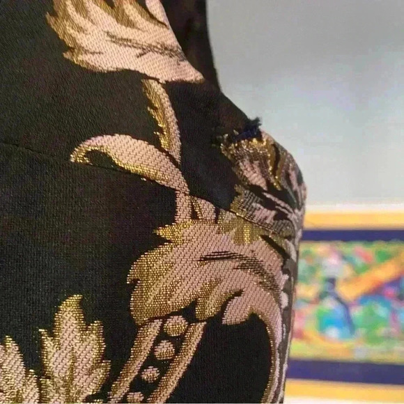 The Children's Place Dress Size 14 Black Gold Fit & Flare Asymmetrical Hem Party - Picture 7 of 10